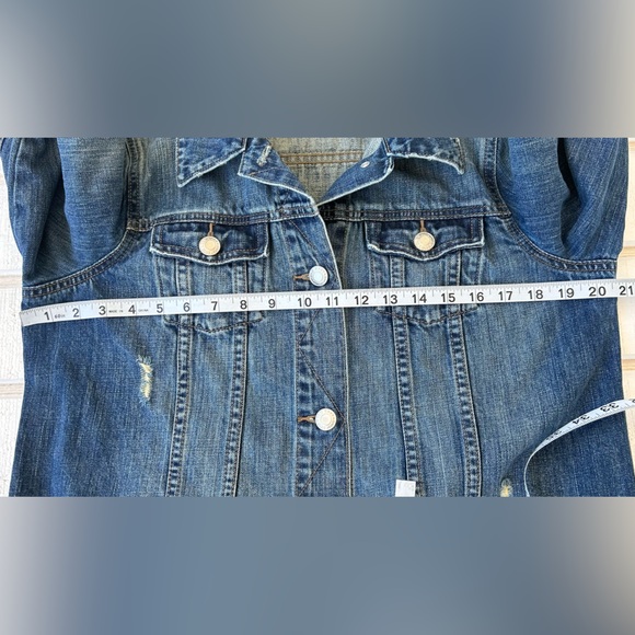 Old Navy Maternity Jean Jacket Distressed Size‎ Large - Picture 8 of 9